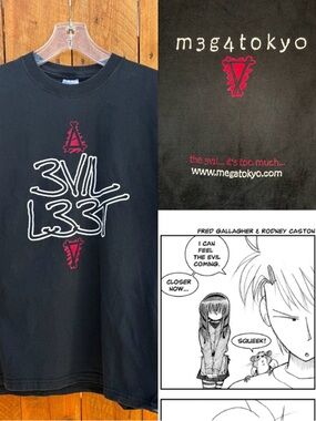 Vintage 2001 MegaTokyo 3VIL L33T Webcomic Gamer Graphic Tee - Medium